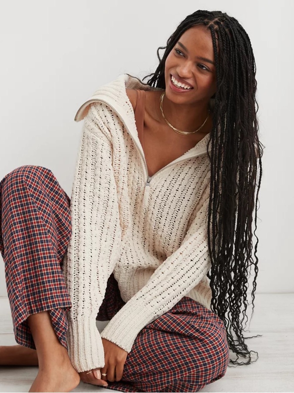 Aerie Cable Car Quarter Zip Sweater
Toasted Coconut Chenille Pullover Size XS